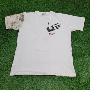Vintage Bye-Bye "The Touch System" Asymmetrical Sleeve Handprint T-Shirt L/XL